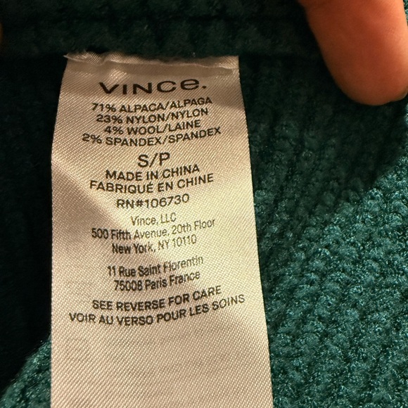 Vince Deep Green Cozy V-Neck Ribbed Sweater - Picture 7 of 7